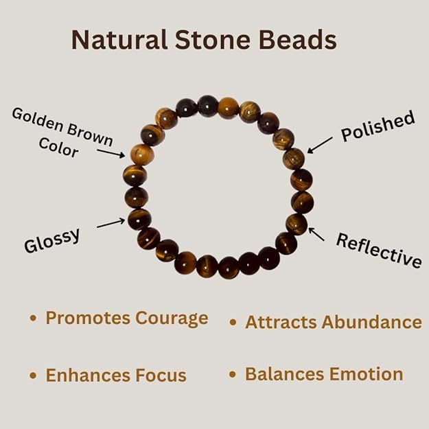 True Origins Certified Tiger Eye Bracelet for Men & Women | 8mm Natural Stone Beads | 24 Beads Unisex Healing Crystal Bracelet | Energy, Protection & Confidence.