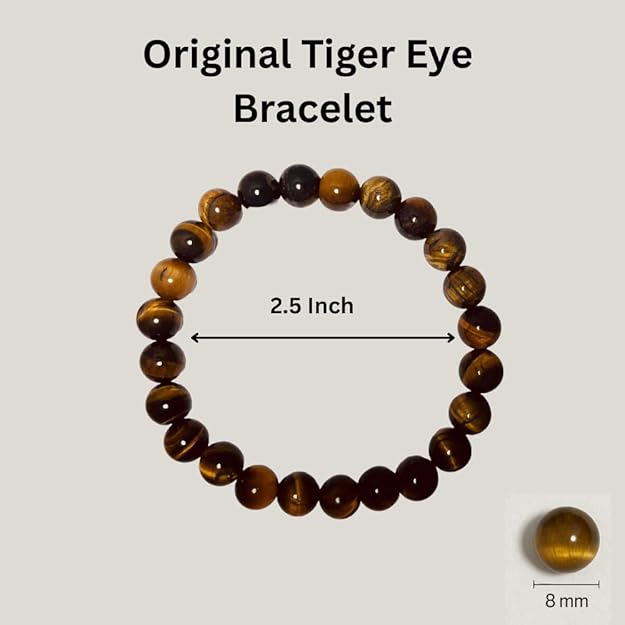 True Origins Certified Tiger Eye Bracelet for Men & Women | 8mm Natural Stone Beads | 24 Beads Unisex Healing Crystal Bracelet | Energy, Protection & Confidence.