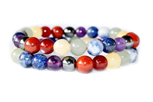 True Origins Certified 7 Chakra Healing Bracelet – 8mm Natural Gemstone Beads (24 Beads) – Stretchable Reiki Crystal Bracelet for Men & Women – Lava Stone Aromatherapy Yoga Jewelry