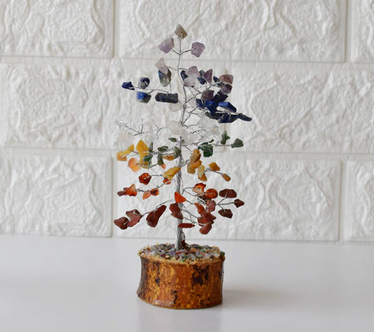 7 Chakra Crystal Tree of Life – 6 Inch Willow Bonsai, Handmade Healing Gemstone Tree for Positivity, Chakra Balancing & Home Décor