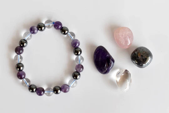 Aquarius Zodiac Crystal Kit with Bracelet | Astrology Gift Set for Aquarius (Jan 20–Feb 18) | Healing Gemstones – Amethyst, Clear Quartz, Hematite, Rose Quartz
