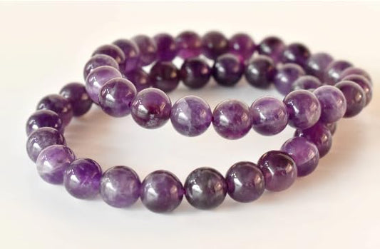 True Origins Certified Natural Amethyst Bracelet – Calming Purple Crystal Beads | 8 mm Beads for Healing, Stress Relief & Spiritual Balance – Unisex, Stretchable