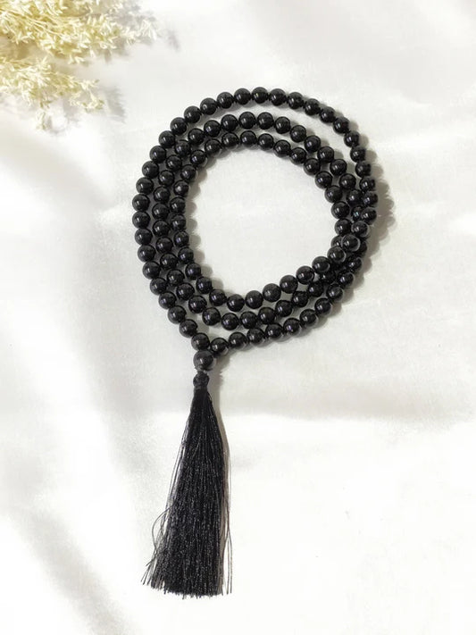 Black Obsidian | Gemstone Mala | 108 Prayer Bead Mala | Prayer Mala (6mm & 8mm)