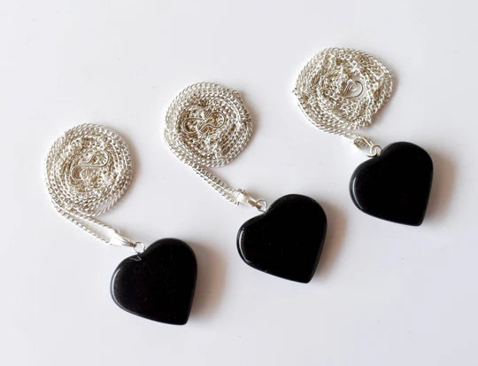 Genuine Black Tourmaline Heart Pendant Necklace | Handmade Crystal Jewelry for Libra & Capricorn | Root Chakra Healing