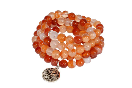 Carnelian Beads Mala Bracelet – Natural Stone for Energy, Motivation & Courage