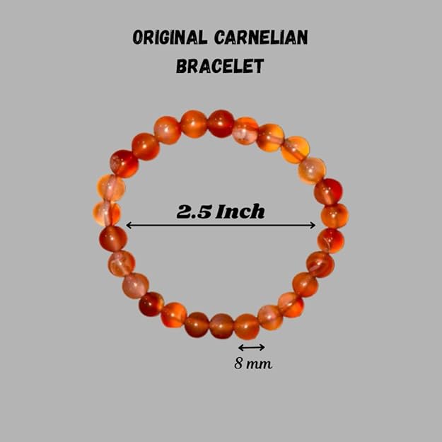 True Origins Certified Natural Carnelian Bracelet – Energy & Motivation Crystal Beads | 8 mm Beads for Vitality, Creativity & Confidence – Unisex, Stretchable