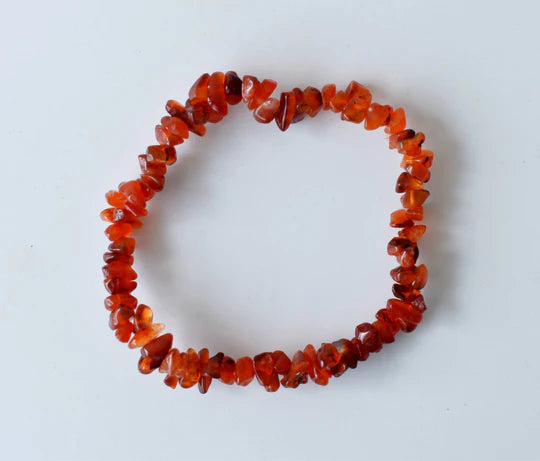 Carnelian Gemstone Chip Bracelet – Natural Crystal Healing Bracelet for Confidence, Creativity & Energy | Root & Sacral Chakra Stone