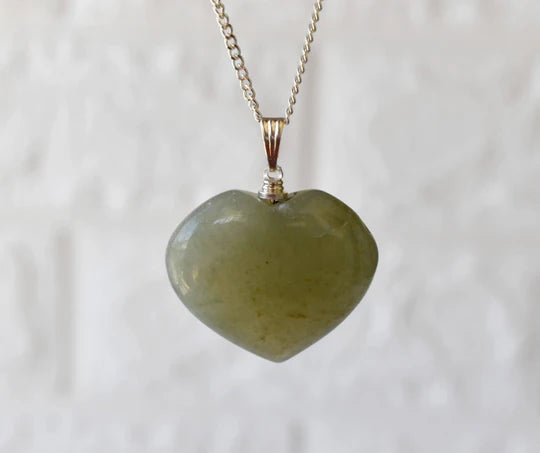 Genuine Green Aventurine Heart Pendant Necklace | Handmade Crystal Jewelry for Aries & Leo | Heart Chakra Healing