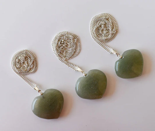 Genuine Green Aventurine Heart Pendant Necklace | Handmade Crystal Jewelry for Aries & Leo | Heart Chakra Healing