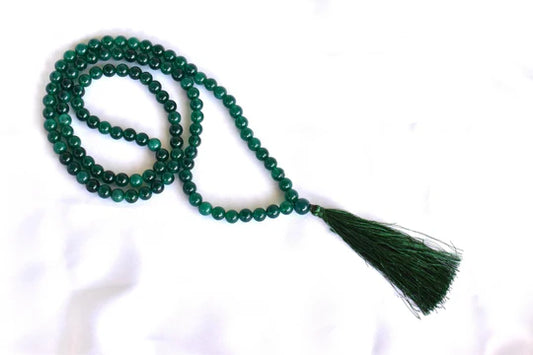 Green Jade | Gemstone Mala | 108 Prayer Bead Mala | Prayer Mala