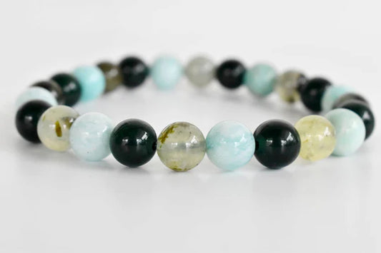 Handmade Heart Chakra Crystal Bracelet – Green Jade, Prehnite & Amazonite for Love & Emotional Balance