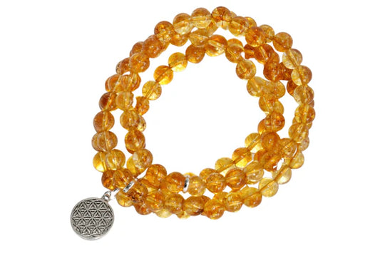 Heated Citrine Beads Mala Bracelet – Natural Prosperity Stone for Success, Confidence & Energy