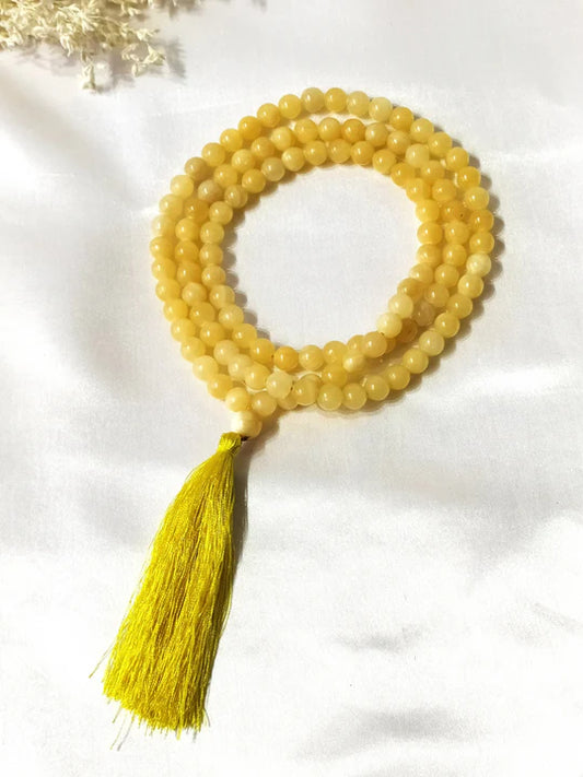 Honey Calcite | Gemstone Mala | 108 Prayer Bead Mala | Prayer Mala (6mm & 8mm)