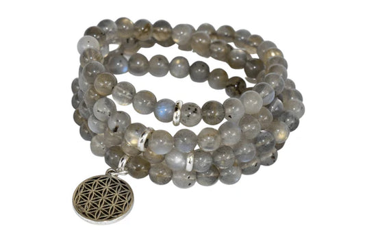 Labradorite Beads Mala Bracelet – Natural Protection Stone for Intuition, Strength & Spiritual Energy