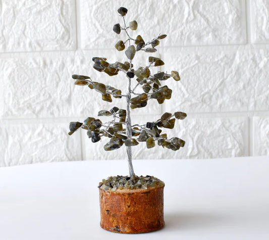Labradorite Crystal Tree of Life – 6 Inch Handmade Willow Bonsai, Healing Gemstone Tree for Intuition, Protection & Home Décor
