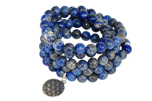Lapis Lazuli Beads Mala Bracelet – Natural Stone for Wisdom, Inner Peace & Spiritual Growth
