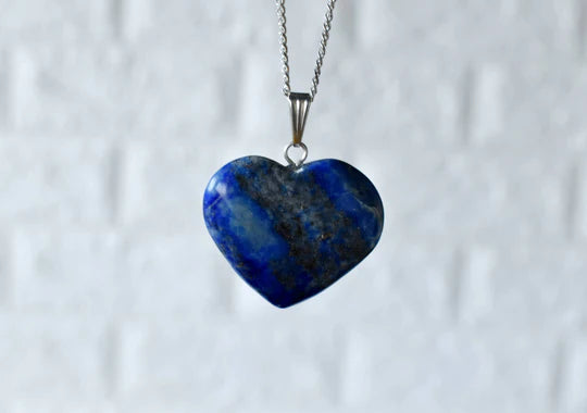 Genuine Lapis Lazuli Heart Pendant Necklace | Handmade Crystal Jewelry for Sagittarius & Libra | Third Eye & Throat Chakra Healing