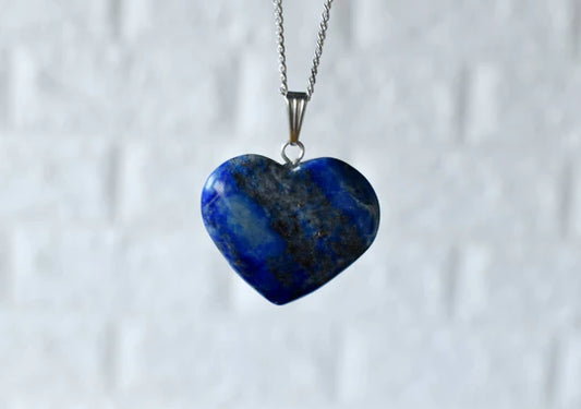 Genuine Lapis Lazuli Heart Pendant Necklace | Handmade Crystal Jewelry for Sagittarius & Libra | Third Eye & Throat Chakra Healing