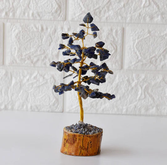 Lapis Lazuli Crystal Tree of Life – 6 Inch Handmade Willow Bonsai, Healing Gemstone Tree for Wisdom, Truth & Home Décor