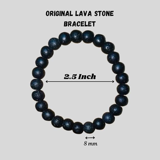 True Origins Certified Lava Stone Bracelet for Men & Women | Natural Volcanic Energy Healing Beads | Aromatherapy Diffuser, Grounding & Stress Relief | 8mm Stretchable Bracelet