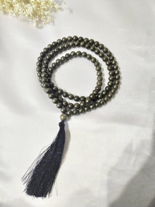 Pyrite | Gemstone Mala | 108 Prayer Bead Mala | Prayer Mala (6mm & 8mm)