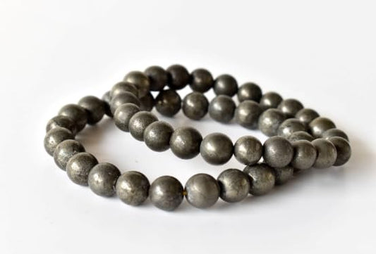 True Origins Certified Natural Pyrite Bracelet – Wealth & Protection Crystal Beads | 8 mm Beads for Success, Confidence & Energy – Unisex, Stretchable
