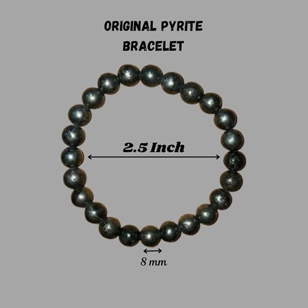 True Origins Certified Natural Pyrite Bracelet – Wealth & Protection Crystal Beads | 8 mm Beads for Success, Confidence & Energy – Unisex, Stretchable