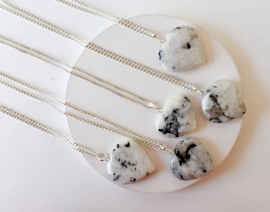 Genuine Rainbow Moonstone Heart Pendant Necklace | Handmade Crystal Jewelry for Scorpio, Libra & Cancer | Third Eye & Crown Chakra Healing