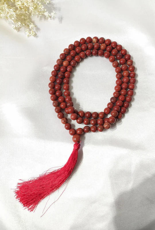 Red Jasper | Gemstone Mala | 108 Prayer Bead Mala | Prayer Mala (6mm & 8mm)