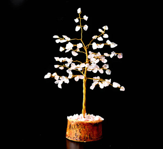 Rose Quartz Crystal Tree of Life – 6 Inch Handmade Willow Bonsai, Healing Gemstone Tree for Love, Harmony & Heart Chakra Energy