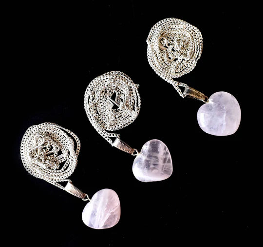 Rose Quartz Heart Pendant Necklace | Healing Crystal Jewelry for Love & Compassion | Zodiac Gift for Taurus & Libra