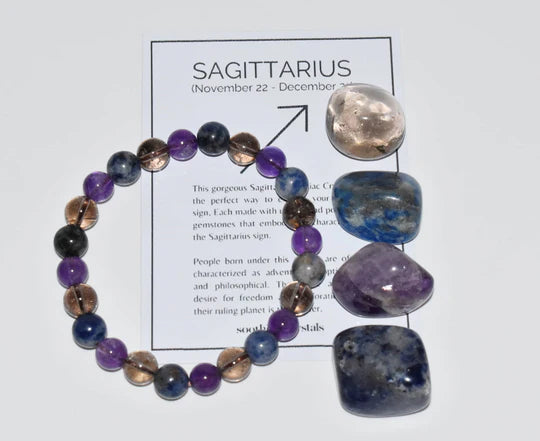 Taurus Zodiac Crystal Kit | Astrology Gift Set with 4 Healing Crystals & Bracelet | Carnelian, Rose Quartz, Pyrite & Amethyst | Taurus Birthday Gift for Love, Prosperity & Balance