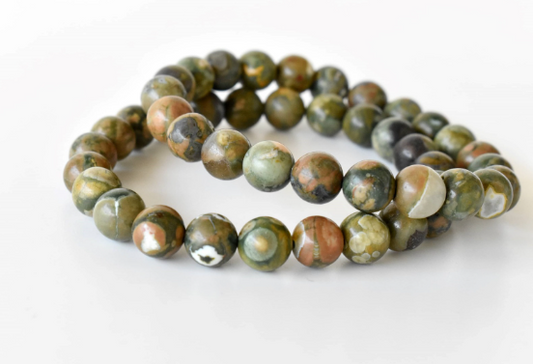 Ocean Jasper 8mm Bracelet | Natural Gemstone Beaded Bracelet for Positivity, Balance & Style