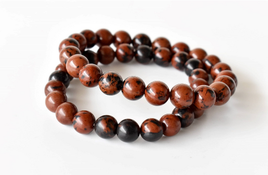 Mahogany Obsidian 8mm Bracelet | Natural Red-Brown Gemstone Jewelry for Strength & Stability