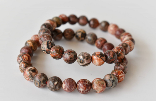 Leopard Skin Jasper 8mm Bracelet – Natural Gemstone Beads, Handmade Spiritual Jewelry, Promotes Confidence & Balance