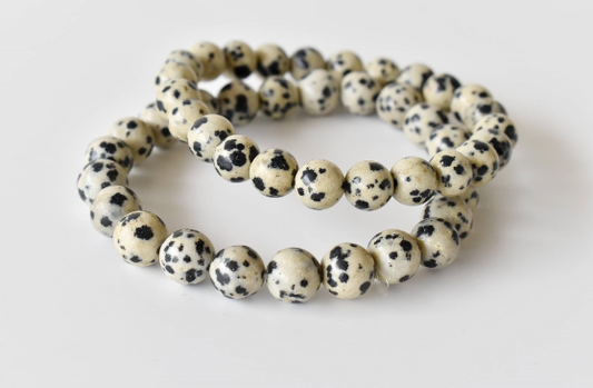 Dalmatian Jasper 8mm Bracelet – Natural Gemstone Beads for Joy, Balance & Protection