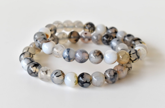 Dragon Vein Agate 8mm Bracelet – Natural Gemstone Beads for Strength, Protection & Vitality