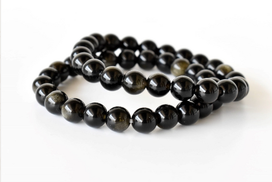 Golden Obsidian 8mm Bracelet – Natural Gemstone Beads, Handmade Jewelry for Protection, Strength & Positive Energy