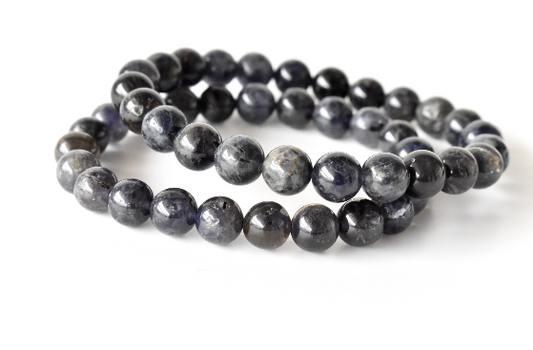 Iolite 8mm Bracelet – Natural Gemstone Beads, Handmade Spiritual Jewelry, Inspires Intuition & Inner Strength