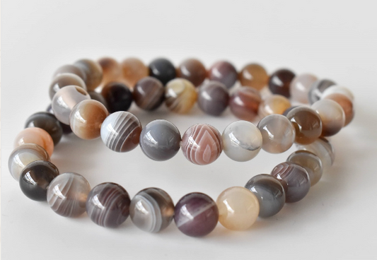 Botswana Agate 8mm Bracelet – Natural Gemstone Beads for Balance, Calm & Positive Energy