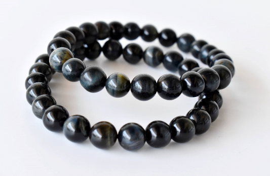 Blue Tiger Eye 8mm Bracelet – Natural Gemstone Beads for Focus, Confidence & Positive Energy