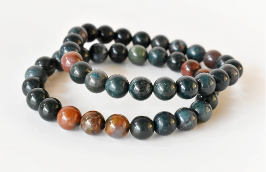 Bloodstone 8mm Bracelet – Natural Gemstone Beads for Grounding, Strength & Positive Energy