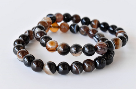 Black Sulemani Agate 8mm Bracelet – Natural Gemstone Beads for Protection, Strength & Positive Energy