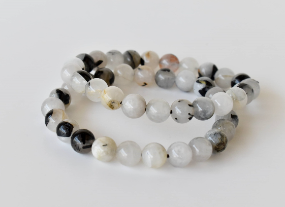 Black Rutile 8mm Bracelet – Natural Gemstone Beads for Focus, Protection & Positive Energy
