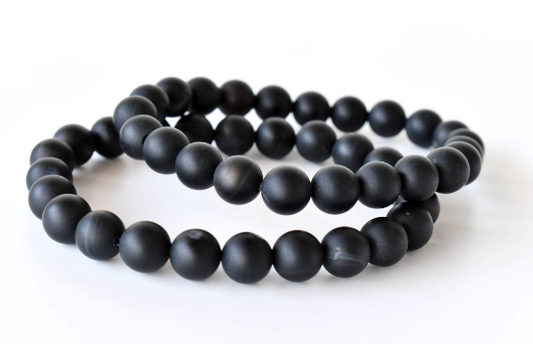 Black Onyx Matt 8mm Bracelet – Natural Gemstone Beads for Protection, Strength & Grounding