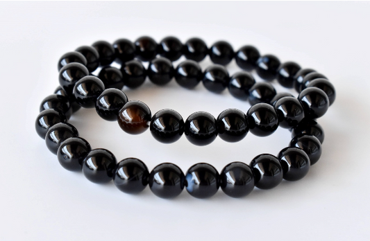 Black Onyx 8mm Bracelet – Natural Gemstone Beads for Protection, Strength & Grounding