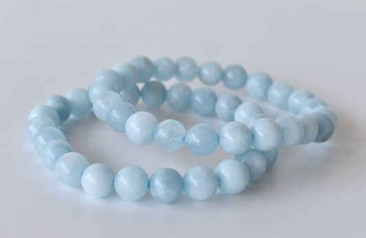 Aquamarine 8mm Bracelet – Natural Gemstone Beads for Calmness, Clarity & Positive Energy