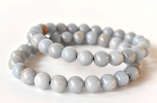 Angelite 8mm Bracelet – Natural Gemstone Beads for Calmness, Communication & Positive Energy