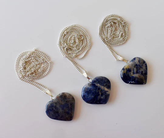 Genuine Sodalite Heart Pendant Necklace | Handmade Crystal Jewelry for Sagittarius | Throat & Third Eye Chakra Healing