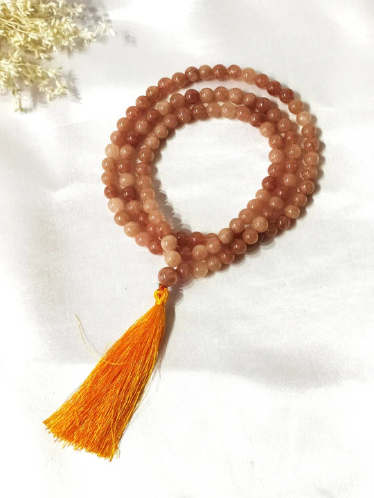 Sunstone | Gemstone Mala | 108 Prayer Bead Mala | Prayer Mala